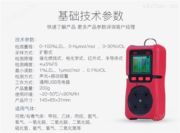 便攜四合一氣體檢測(cè)儀